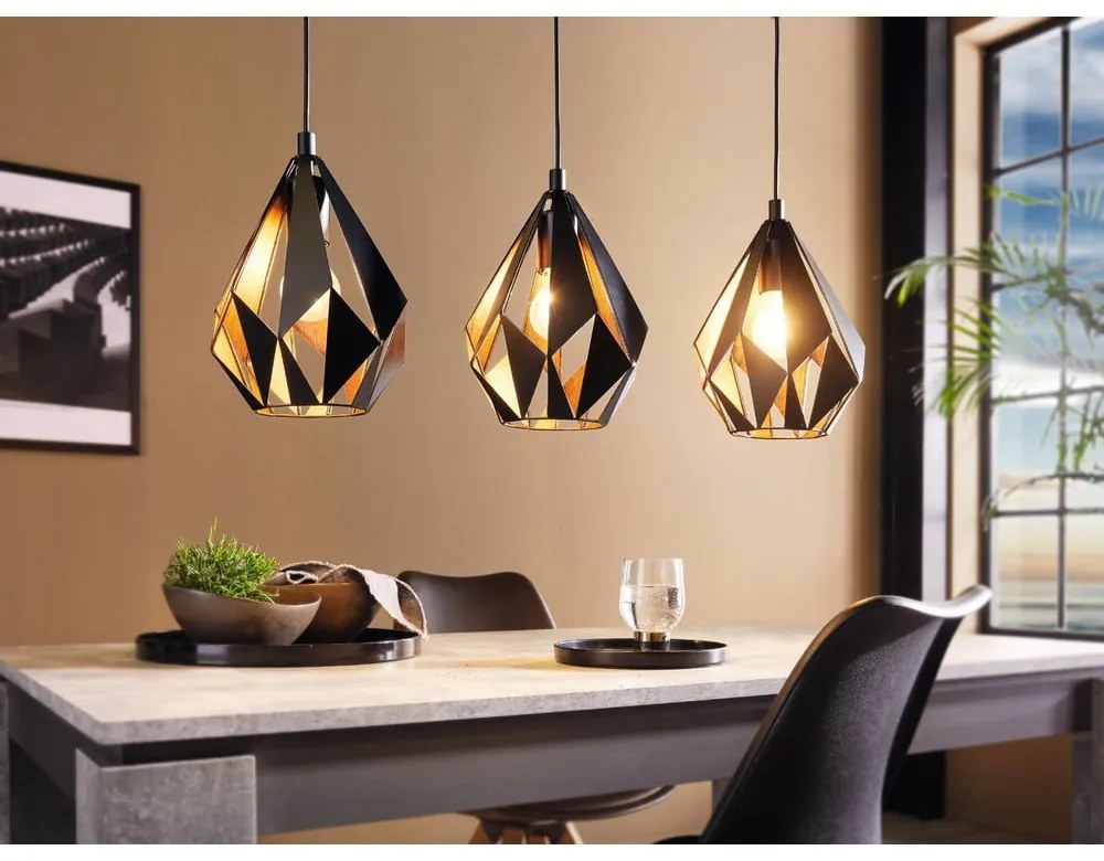 Черно висящо осветително тяло с метален абажур CARLTON 1 – EGLO