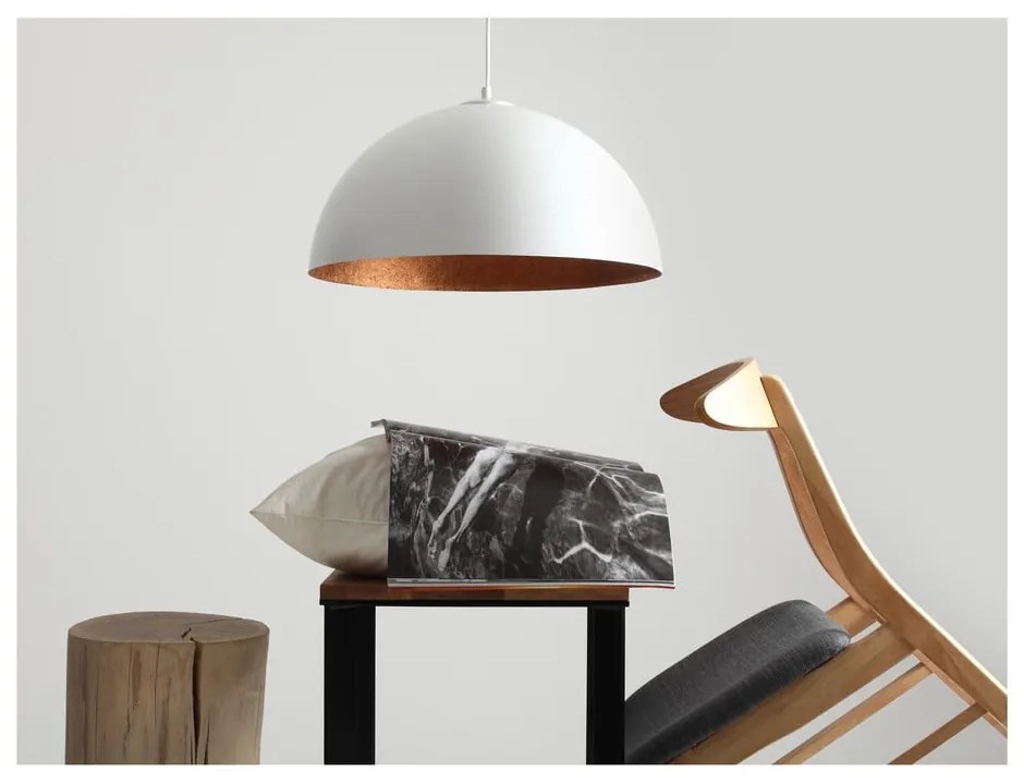 Бяла висяща лампа с детайли в меден цвят , ø 50 cm Lord - CustomForm