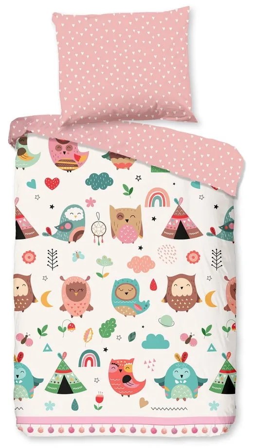 Розово памучно детско спално бельо за детско креватче 100x135 cm Wise – Good Morning