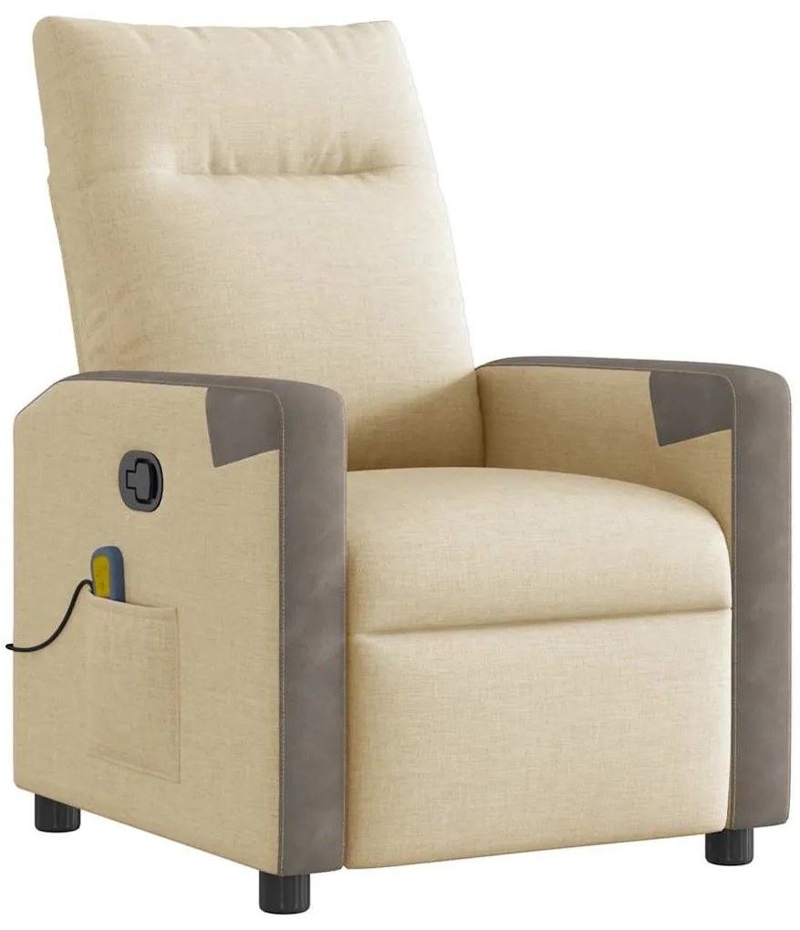 4104847 vidaXL Масажен наклоняем стол, кремав, текстил