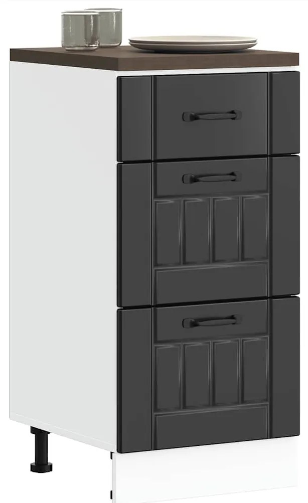 854231 vidaXL Кухненски шкаф "Lucca" Черен, инженерно дърво