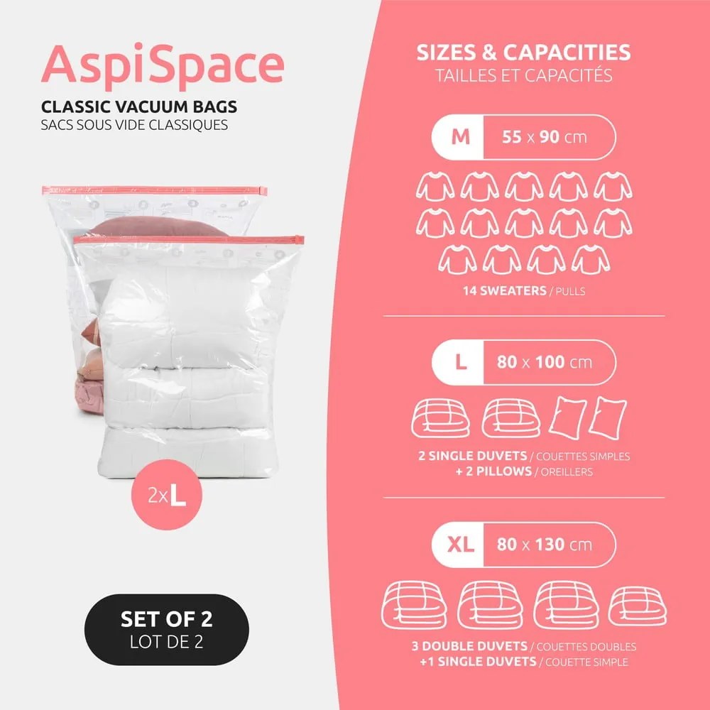 Вакуумни торбички в комплект от 2 броя Premium Valve L – Compactor