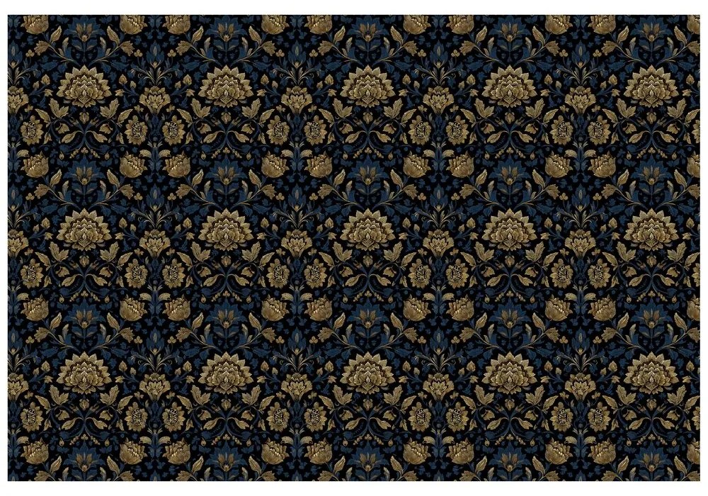 Тапет – Златни цветя на тъмен фон