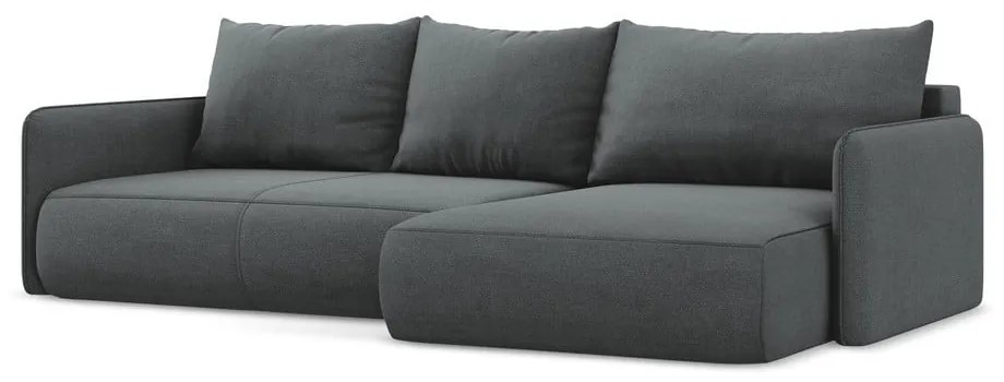 Сив разтегателен ъглов диван с място за съхранение (десен ъгъл) Nanea – Makamii