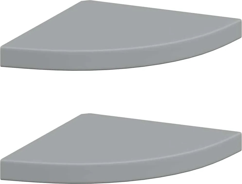 323923 vidaXL Окачени ъглови рафтове, 2 бр, сиви, 35x35x3,8 см, МДФ