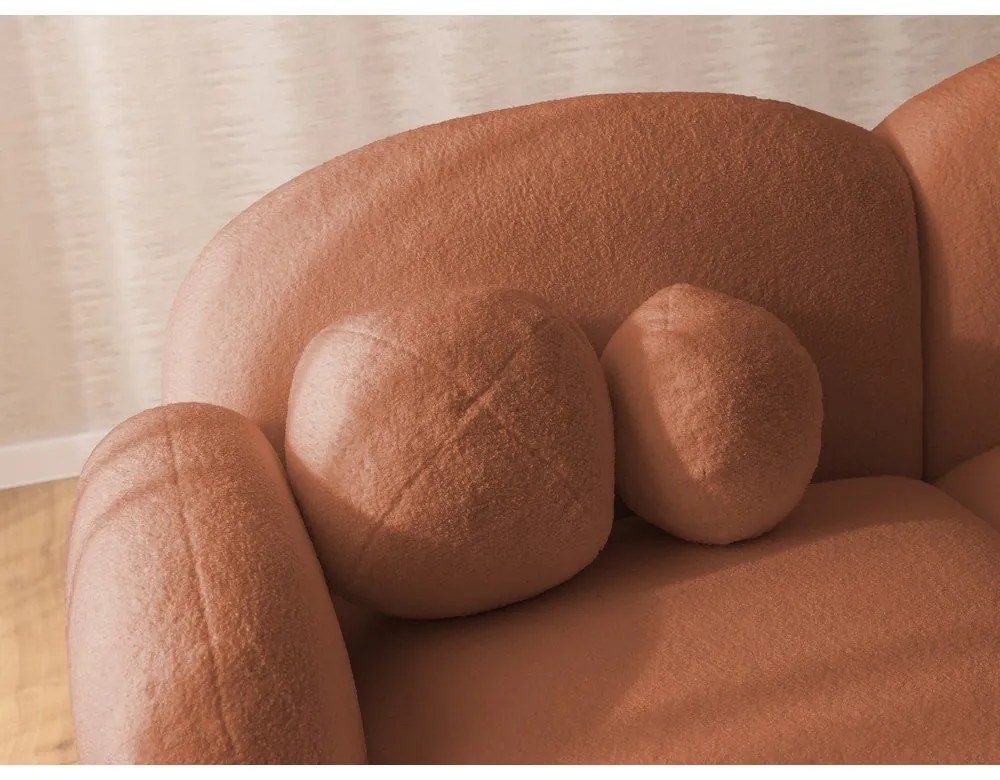 Теракотен ъглов диван от прежда с примки от букле (ляв ъгъл) Orbit – Ropez