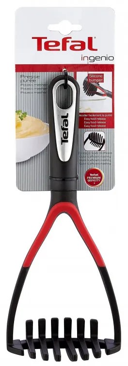 Преса за пюре Tefal K2071214, Силиконово покритие, Топлоустойчив до 230 C, Извит дизайн, Без PFOA, Черен/червен