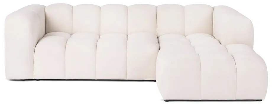 Кремав кадифен ъглов диван (десен ъгъл) Cube – Bonami Selection