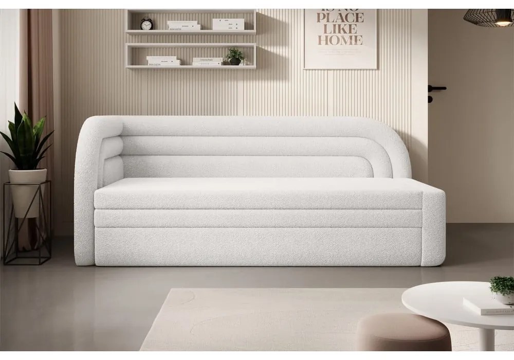 Кремав разтегателен диван с място за съхранение от букле ляв ъгъл 223 cm Fabillo – ELTAP