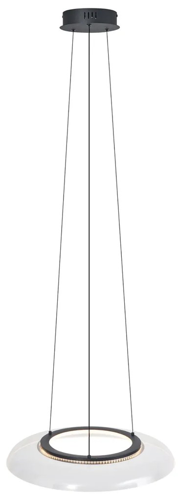 Дизайнерска висяща лампа черна и прозрачна с 3-степенно димиране - Scacrylic