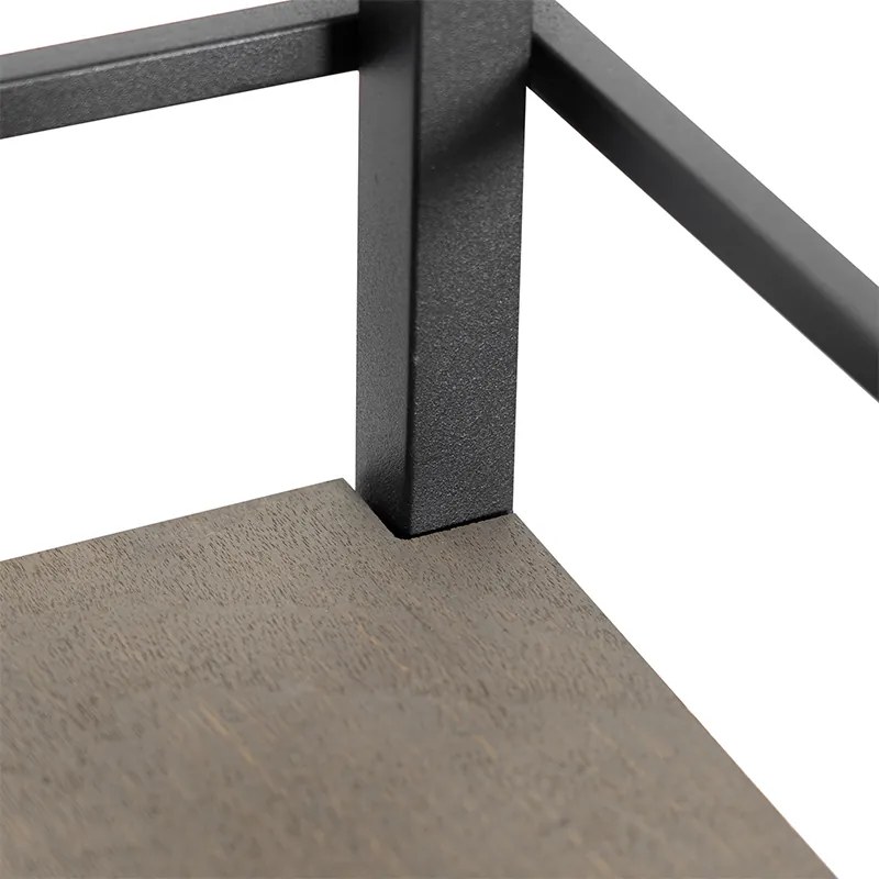 Индустриална подова лампа черна с дърво - Cage Rack