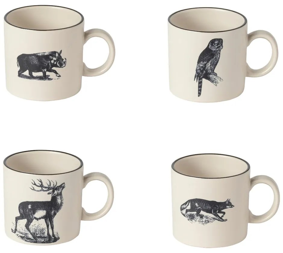 Бежово-черни керамични чаши в комплект от 4 части 350 ml Elements - Costa Nova