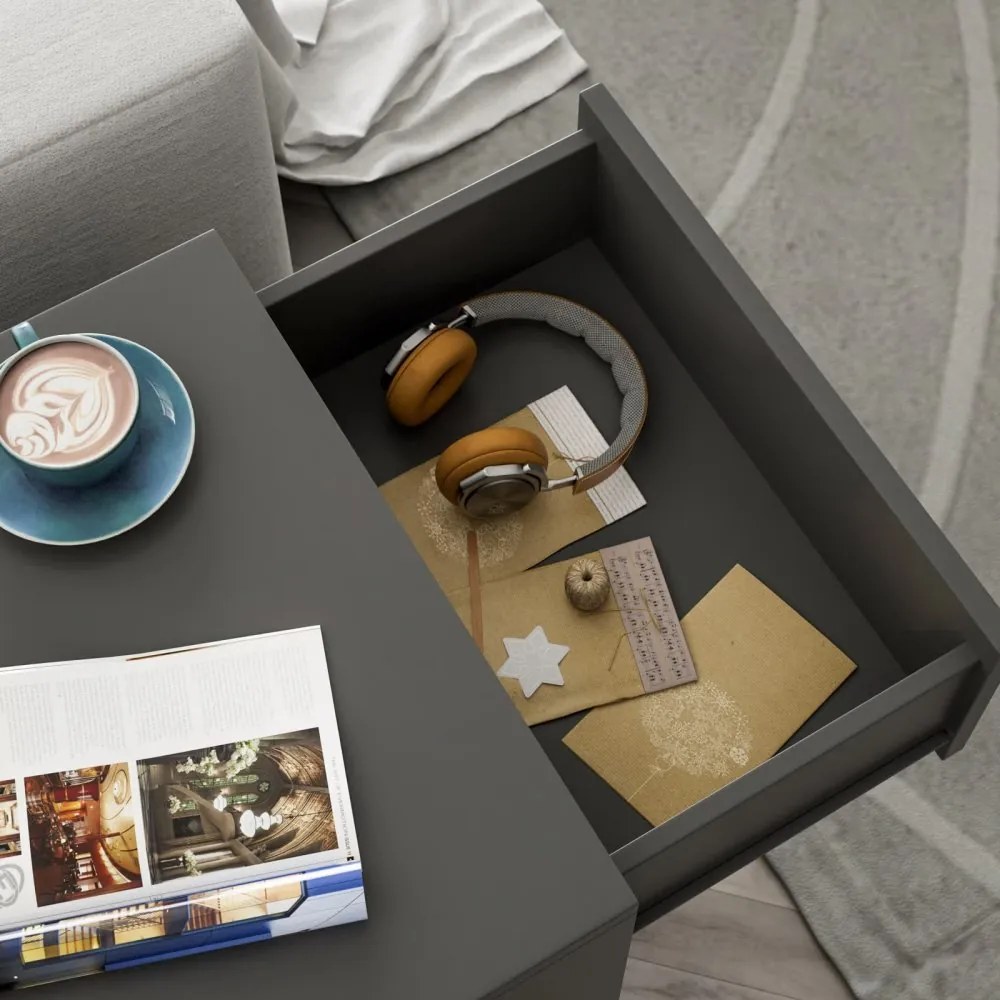 Нощно шкафче Eloise - комплект от 2 части, 3 чекмеджета, 54 × 39 × 28 cm Бял