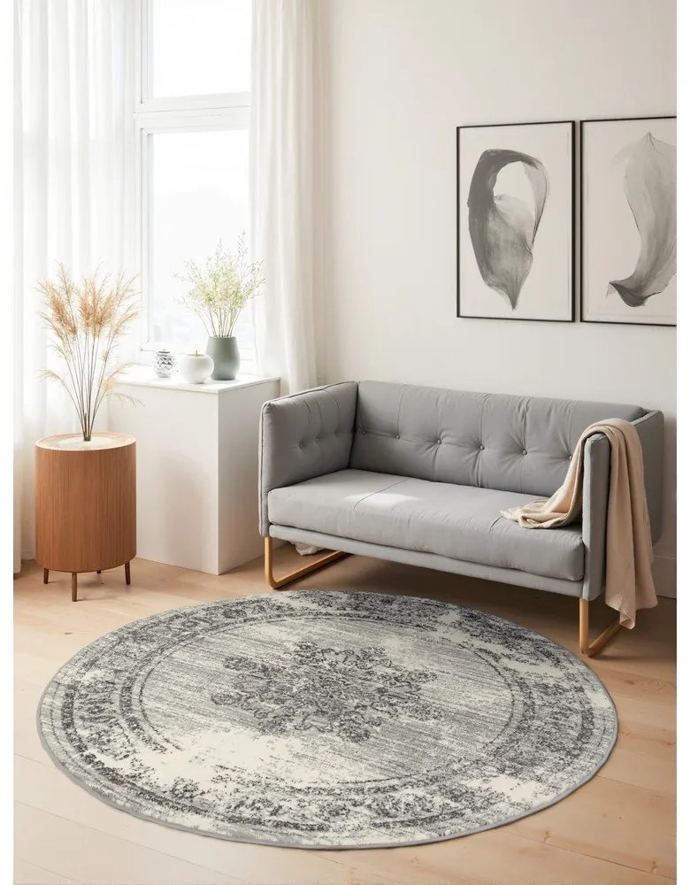 Сиво-кремав кръгъл килим ø 120 cm Gloria Lydia – Hanse Home