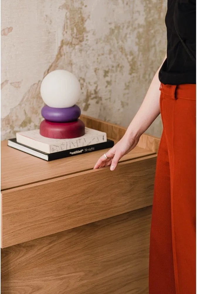 Червена/лилава настолна лампа от масивна дървесина със стъклен абажур (височина 24 cm) Otem – noo.ma