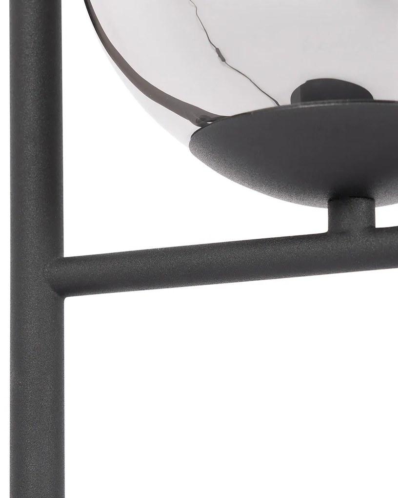 Арт Деко настолна лампа черна и опушено стъкло - Flore