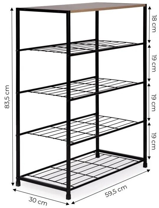 Стелаж за обувки с метална конструкция - 3 рафта, до 16 чифта