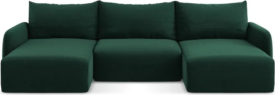 Тъмнозелен кадифен сгъваем/с място за съхранение ъглов диван (U форма) Kalena – Makamii