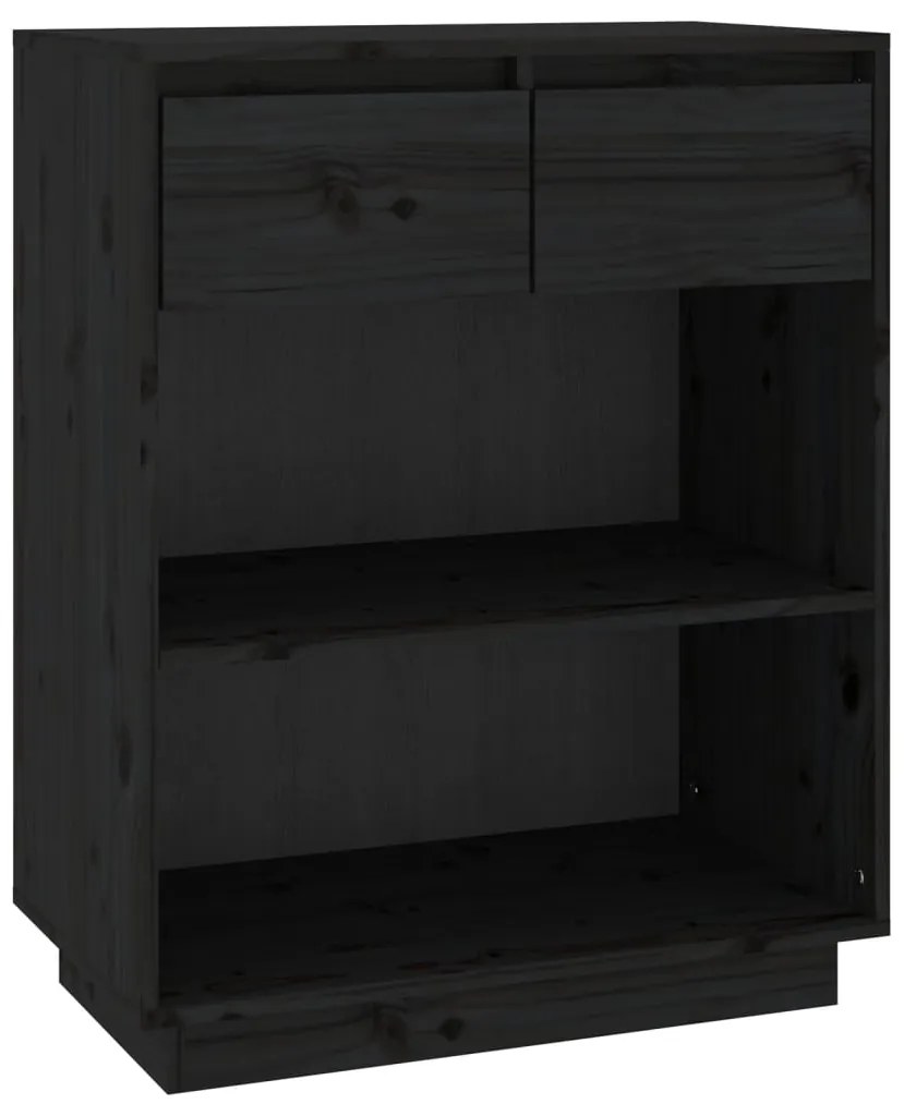 813838 vidaXL Конзолен шкаф, черен, 60x34x75 см, бор масив