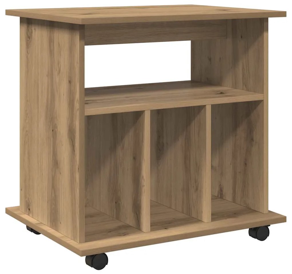 856663 vidaXL Шкаф с колелца, дъб артизан, 60x45x60 см, инженерно дърво