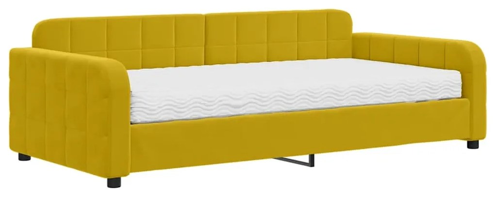 3196917 vidaXL Канапе с матрак, жълто, 100x200 см, кадифе