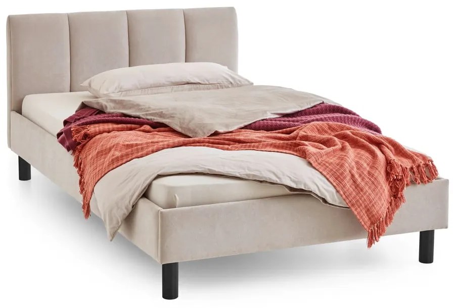 Бежово двойно легло 140x200 cm тапицирано без ламелно дъно Joker – Meise Möbel