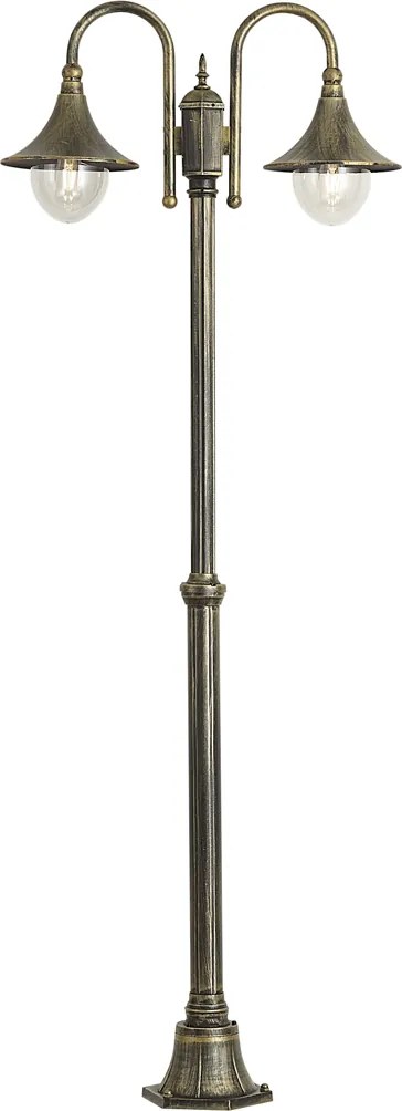 Класически външен фенер черен с антично злато 200 см 2 светлини IP44 - Daphne