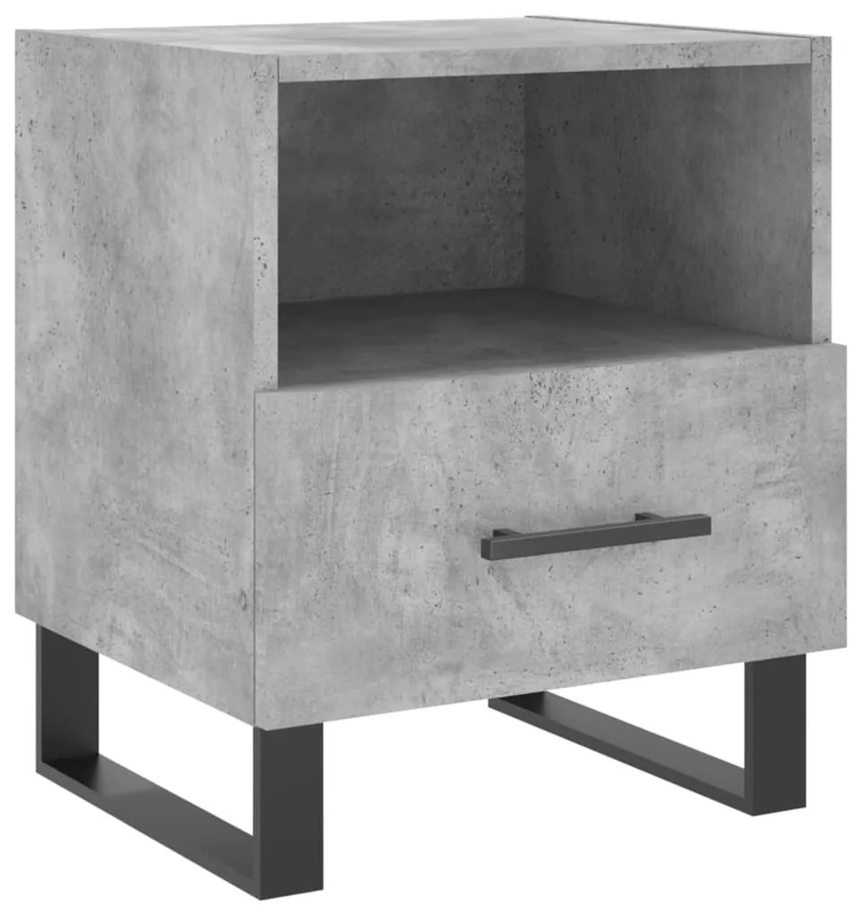 827492 vidaXL Нощно шкафче, бетонно сиво, 40x35x47,5 см, инженерно дърво