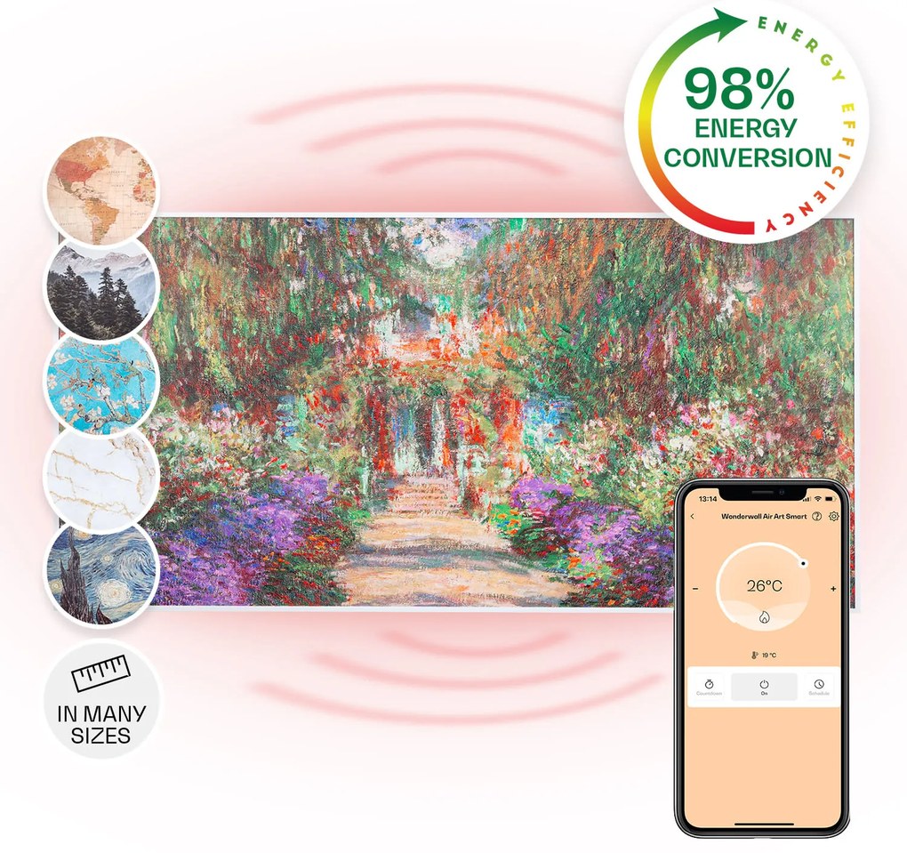 Klarstein Wonderwall Air Art Smart, инфрачервен нагревател, 120 х 60 см, 700 W, приложение, градински път