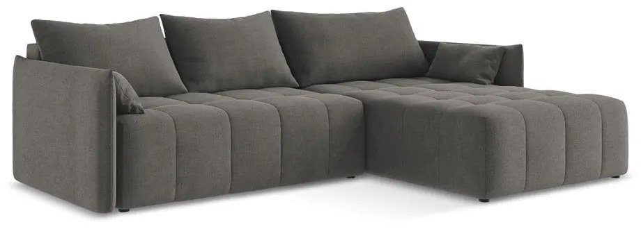 Тъмносив разтегателен ъглов диван с място за съхранение (десен ъгъл) Moku – Makamii