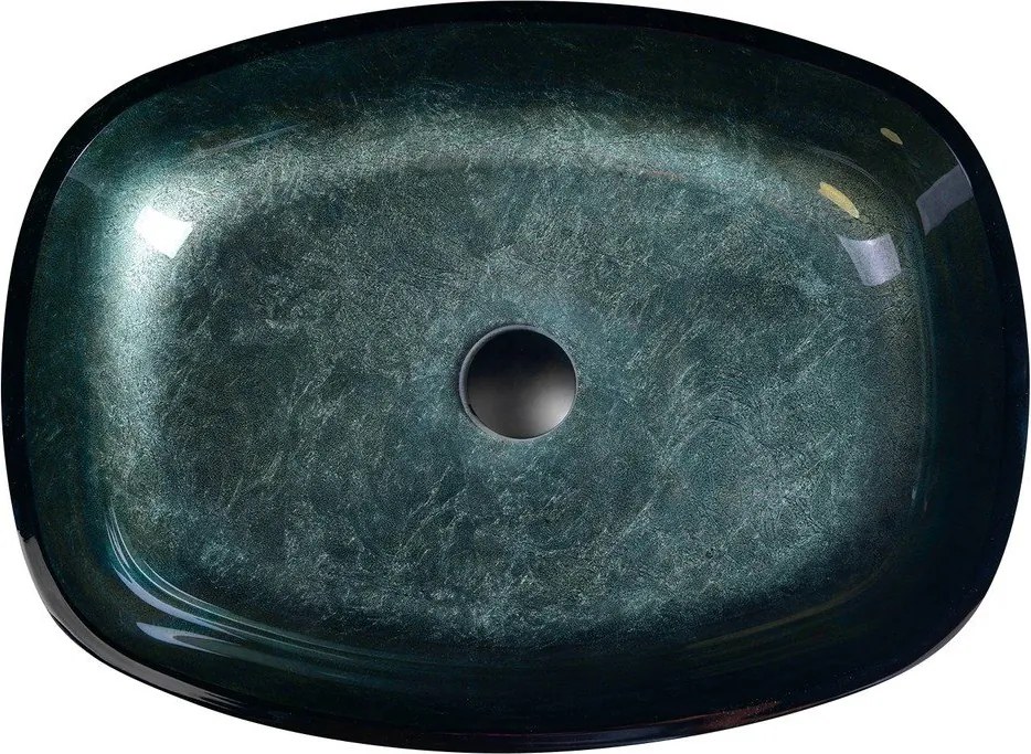 Стъклена мивка в петролен цвят 54x39,5 cm Kvaore – Sapho