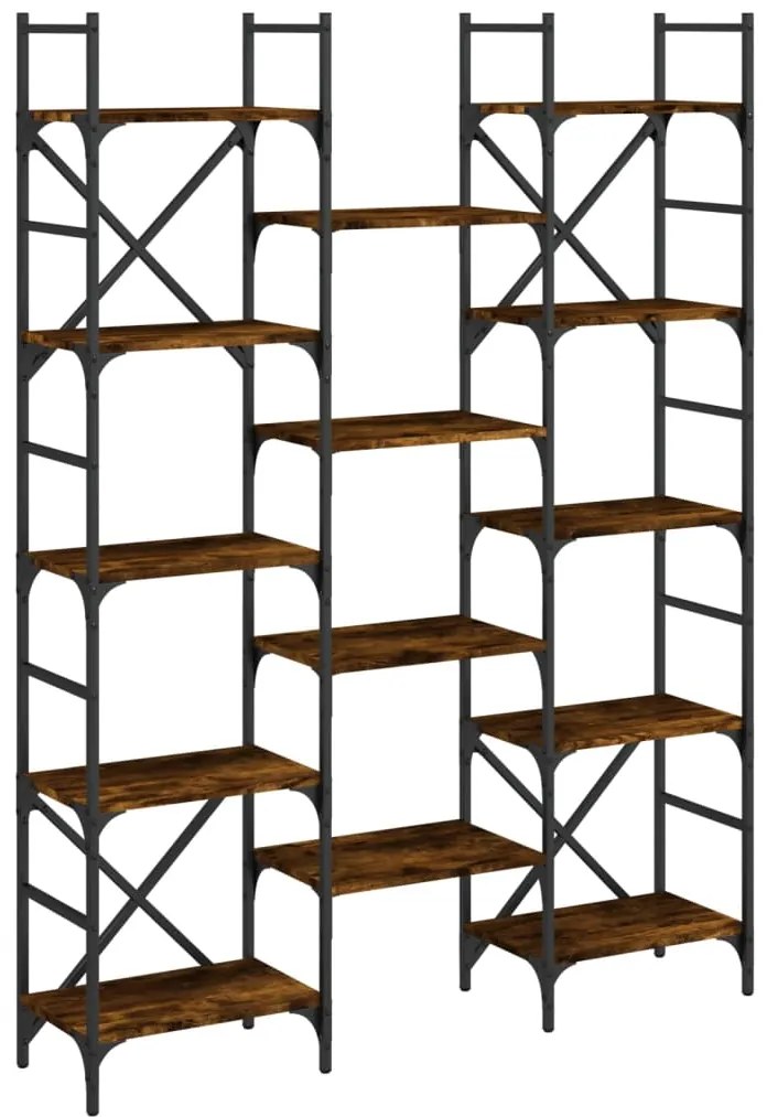 838870 vidaXL Етажерка за книги опушен дъб 127,5x28,5x172,5см инженерно дърво