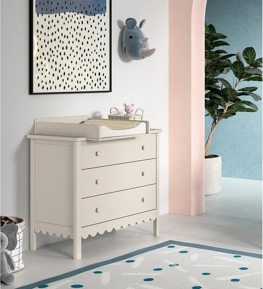 Бежов детски скрин с маса за преповиване 89x90x55 cm Swingo – Vipack