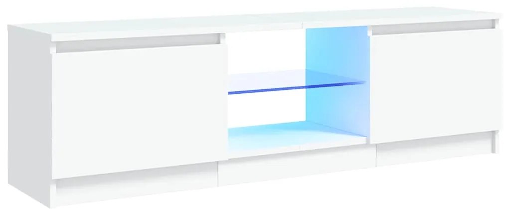 804283 vidaXL ТВ шкаф с LED осветление, бял, 120x30х36 см