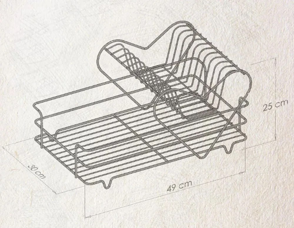 СУШИЛНИК ЗА СЪДОВЕ TEKNO TEL KB-011BP , 1ниво черен , хром-1ниво