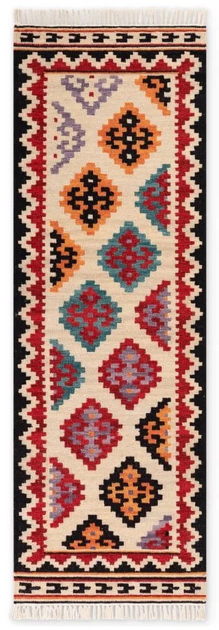 Червена двустранна ръчно изработена вълнена пътека 60x190 cm Kamal Kian – Nouristan