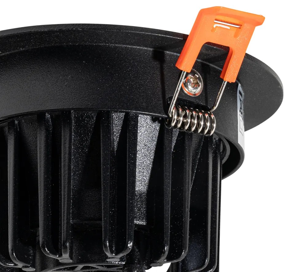 Вграден прожектор черен 9.5cm вкл. LED 1015 lm димируем IP23 - Gaius