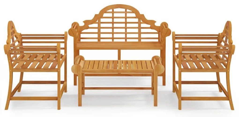 3100779 vidaXL Градински лаундж комплект от 4 части тиково дърво масив
