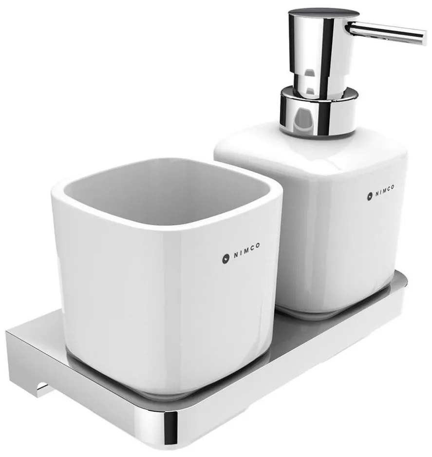 NIMCO MA 2905831K-T-26 -Стенен дозатор за сапун с поставка за четки за зъби MAYA 320 мм