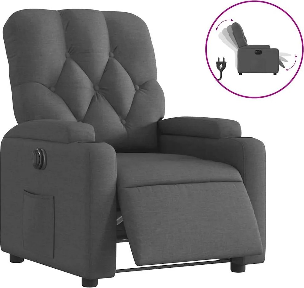 3204687 vidaXL Електрически наклоняем стол, тъмносив, текстил