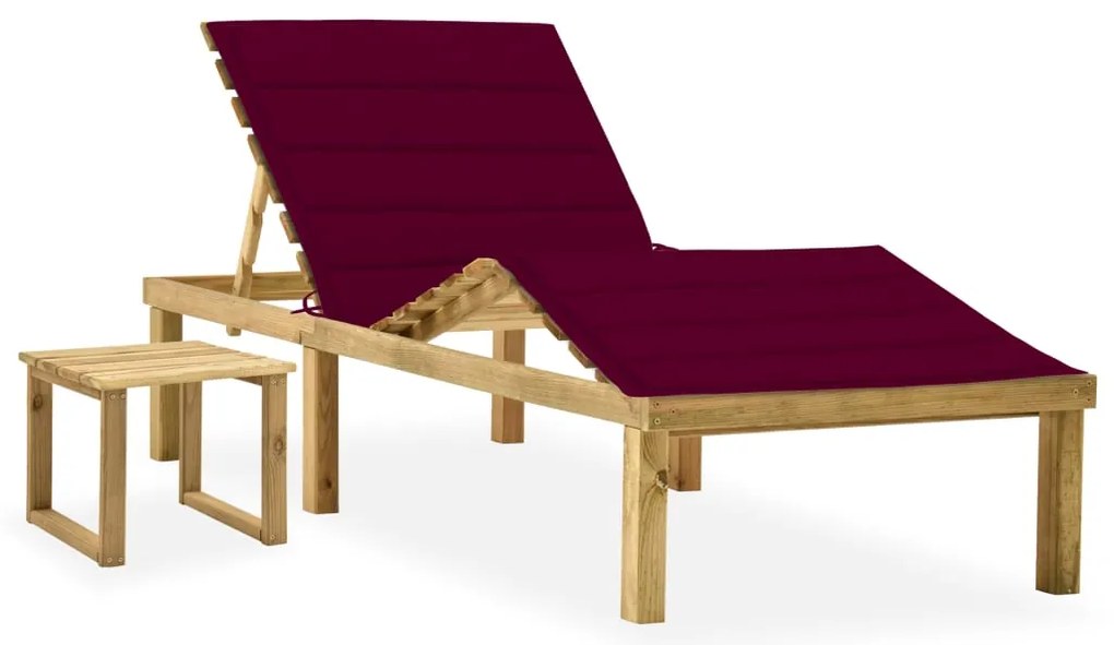 3065873 vidaXL Градински шезлонг с масичка и шалте, импрегнирано борово дърво