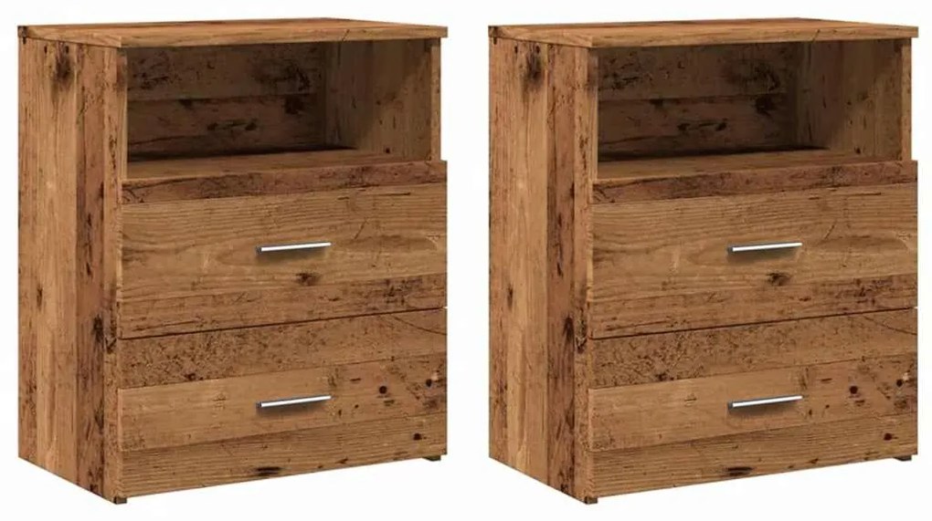 856565 vidaXL Нощни шкафчета, 2 бр, старо дърво, 50x32x60 см, инженерно дърво