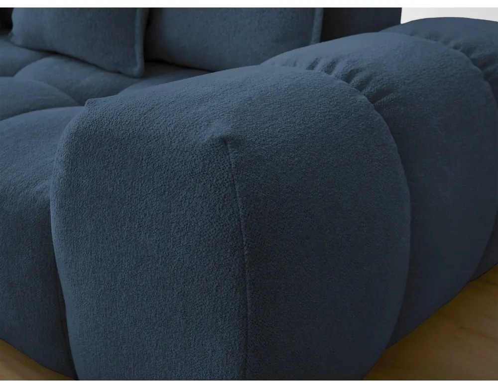 Тъмносин шенилов сгъваем/с място за съхранение ъглов диван (ляв ъгъл/L форма) Everest – Bobochic Paris