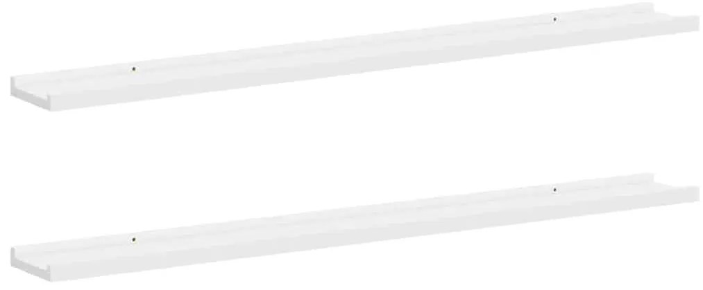 326658 vidaXL Стенни рафтове, 2 бр, бели, 100x9x3 см