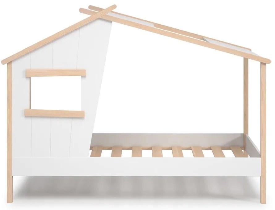 Бяло детско легло тип къща от масивен бор 90x190 cm Luba – Marckeric