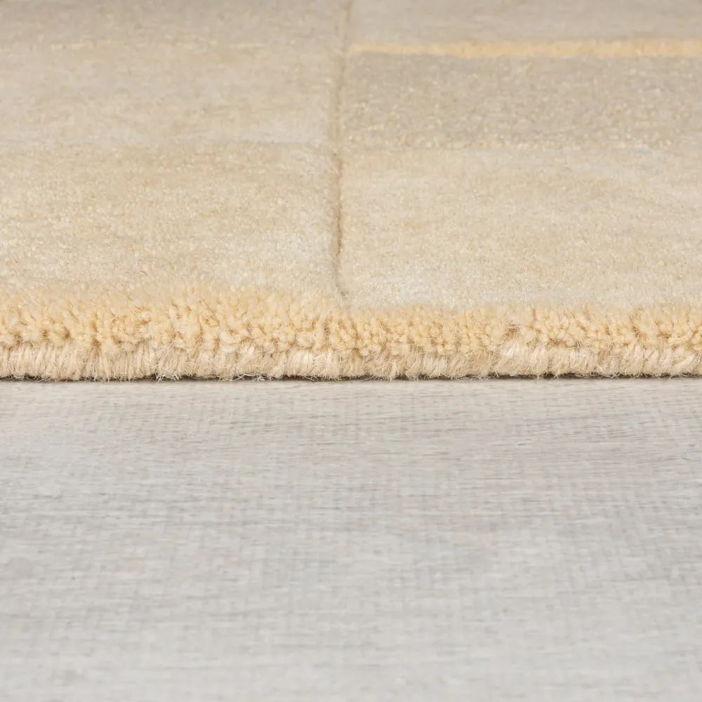 Бежов ръчно изработен вълнен килим 240x340 cm Checkerboard – Flair Rugs