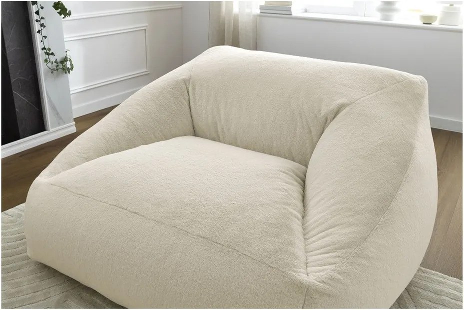 Кремав пуф от изкуствен косъм Lilibet – Bobochic Paris