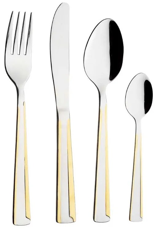 Комплект прибори за хранене ZEPHYR ZP 1512 AE GM, 24 части, Неръждаема стомана, Златист/сребрист