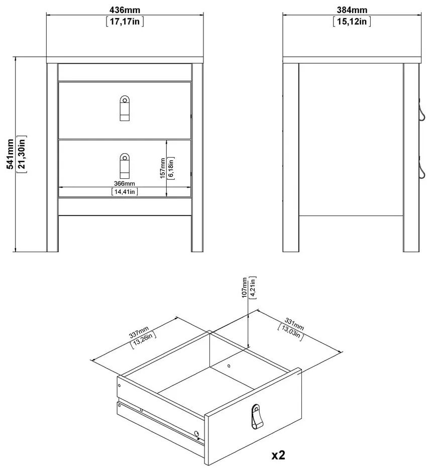 Черно нощно шкафче Madrid - Tvilum