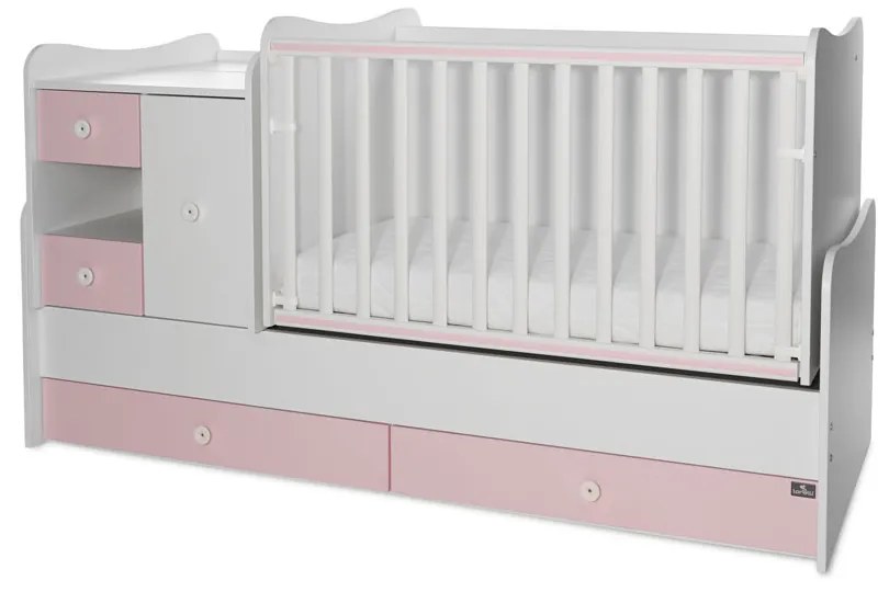 LORELLI Classic Трансформиращо се легло-люлка 190/72 см. MINI MAX БЯЛО/ORCHID PINK